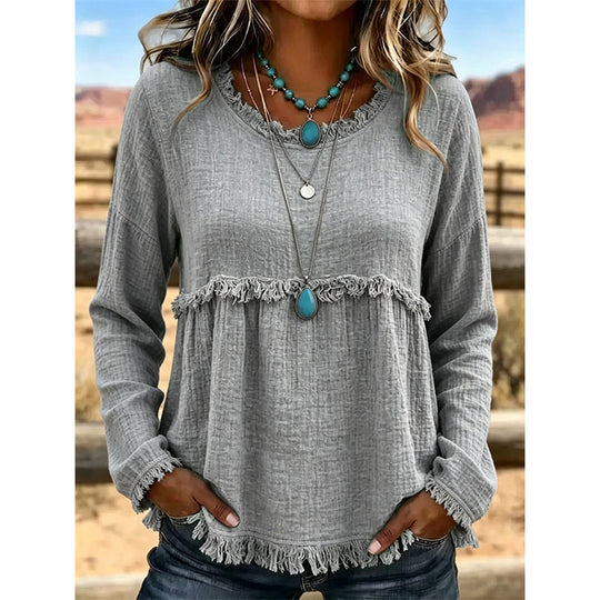 Women's Vintage Fringe Tassel Casual Top
