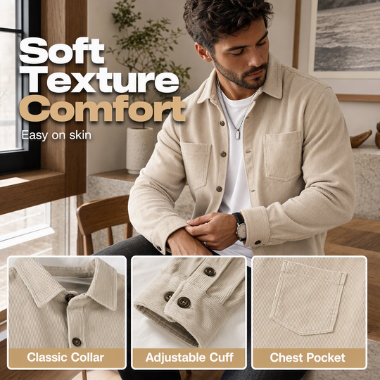 👔Men's Casual Corduroy Shirt Jacket – Classic Texture Meets Everyday Comfort