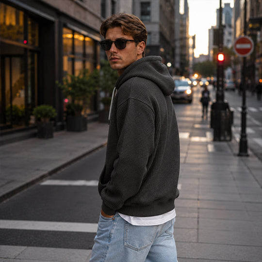 👖 LIMITED-TIME 50% OFF! ✨Men's Knit Quarter-Zip Hoodie Sweatshirt