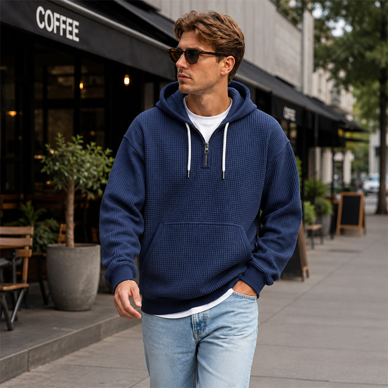 👖 LIMITED-TIME 50% OFF! ✨Men's Knit Quarter-Zip Hoodie Sweatshirt