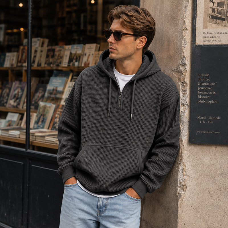 👖 LIMITED-TIME 50% OFF! ✨Men's Knit Quarter-Zip Hoodie Sweatshirt