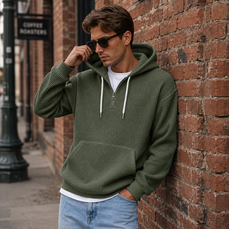 👖 LIMITED-TIME 50% OFF! ✨Men's Knit Quarter-Zip Hoodie Sweatshirt