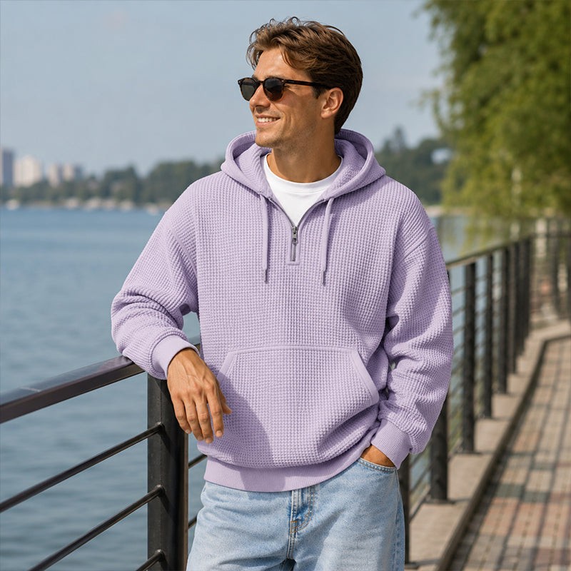 👖 LIMITED-TIME 50% OFF! ✨Men's Knit Quarter-Zip Hoodie Sweatshirt