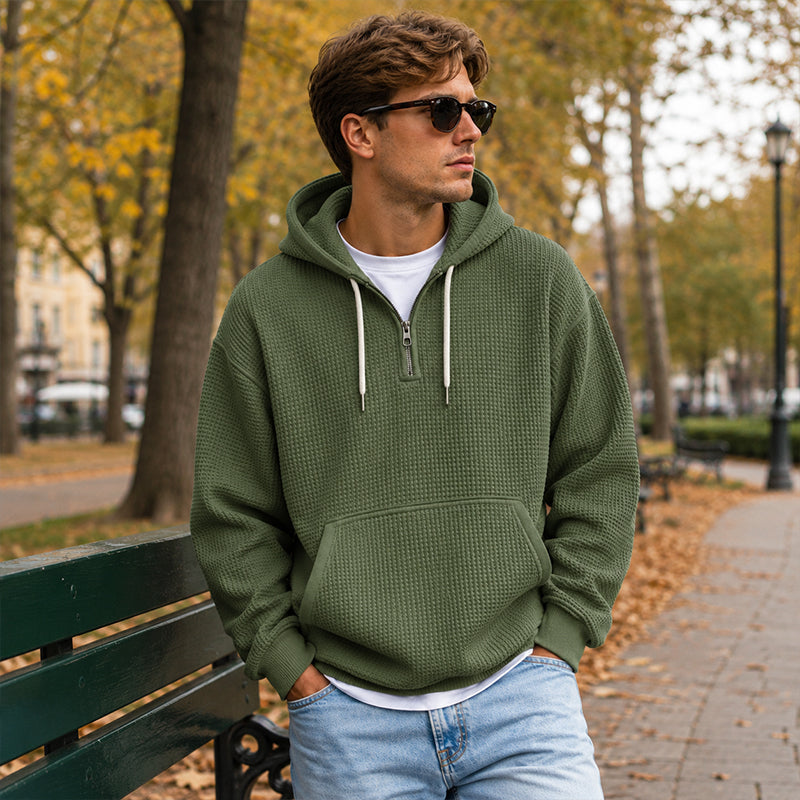👖 LIMITED-TIME 50% OFF! ✨Men's Knit Quarter-Zip Hoodie Sweatshirt