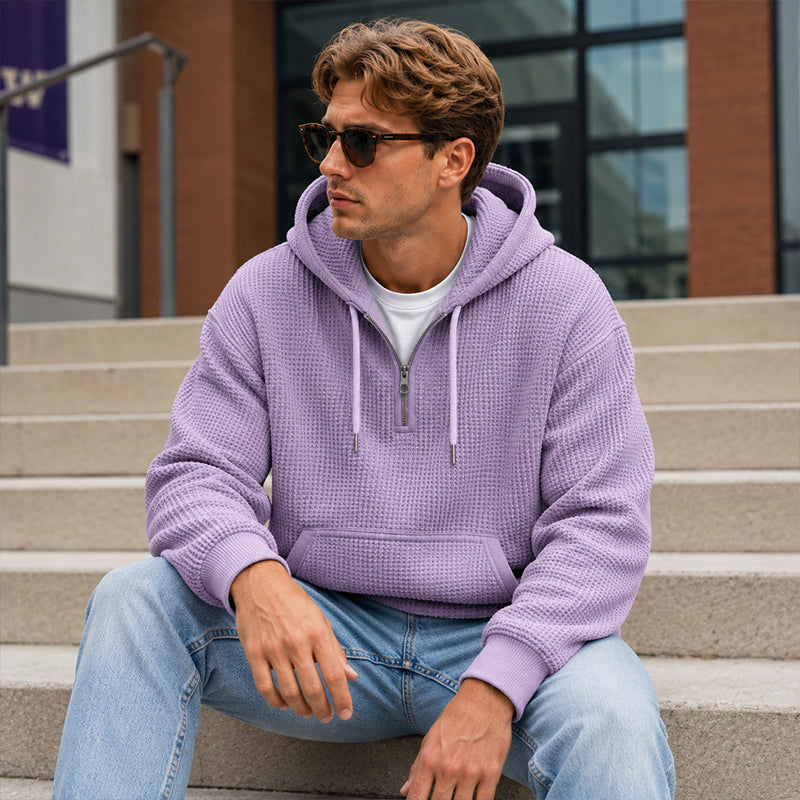 👖 LIMITED-TIME 50% OFF! ✨Men's Knit Quarter-Zip Hoodie Sweatshirt
