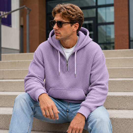 👖 LIMITED-TIME 50% OFF! ✨Men's Knit Quarter-Zip Hoodie Sweatshirt