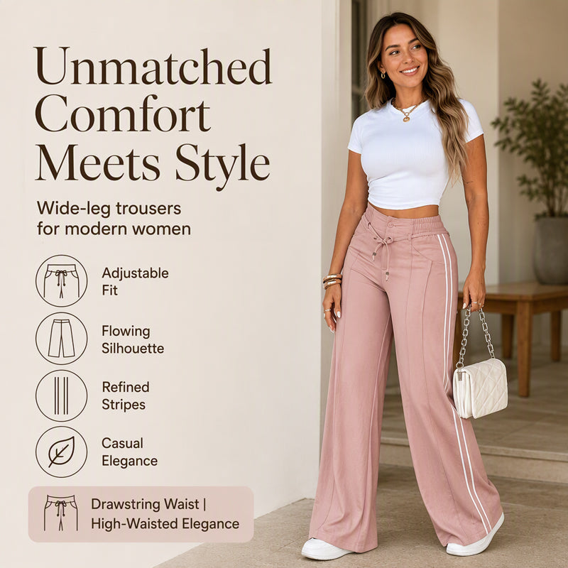 👖New Arrivals - Drawstring High-Waist Trousers – Soft Drape & Adjustable Comfort for Any Casual Look