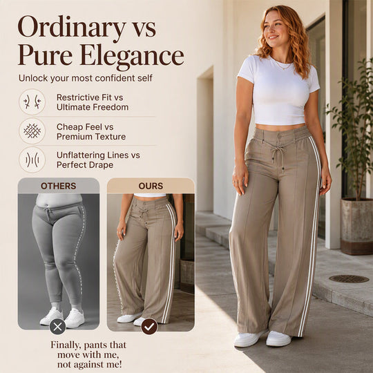 👖New Arrivals - Drawstring High-Waist Trousers – Soft Drape & Adjustable Comfort for Any Casual Look