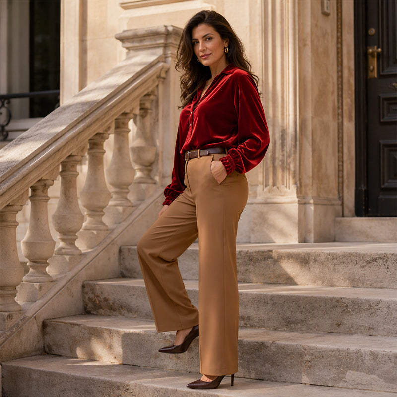 ⏰Last Day Sale 50% Off💃Women's Velvet Long Sleeve Button Down Collar Shirt
