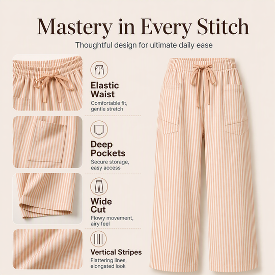 🍂 Women's Summer Striped Wide-Leg Pants – Effortless Autumn Style & Everyday Comfort