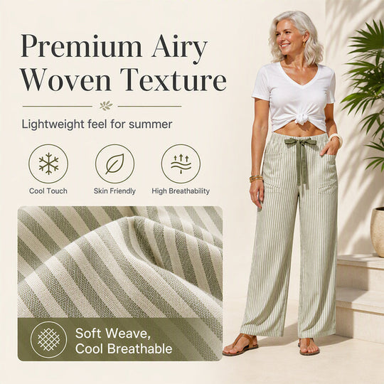 🍂 Women's Summer Striped Wide-Leg Pants – Effortless Autumn Style & Everyday Comfort