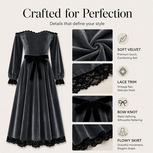 Women's Off-Shoulder Velvet Midi Dress
