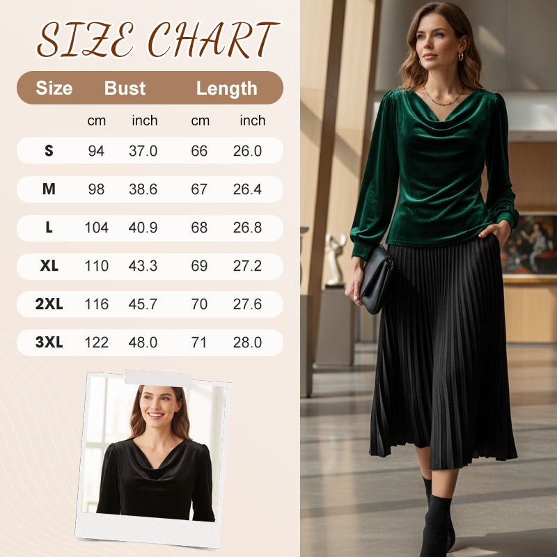 🌸Hot Sale 50% OFF！✨Women's Velvet Cowl Neck Long Sleeve Top