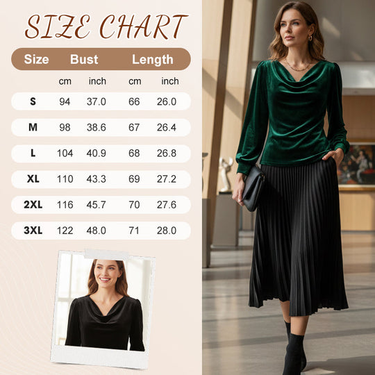 🌸Hot Sale 50% OFF！✨Women's Velvet Cowl Neck Long Sleeve Top