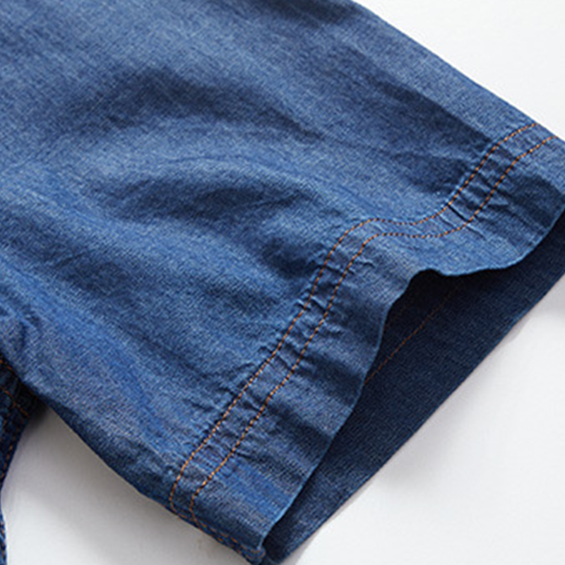 Men's Casual Denim Short Sleeve Shirt