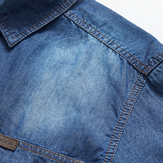 Men's Casual Denim Short Sleeve Shirt