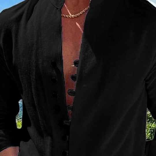 Men's Casual Stand Collar Long Sleeve Shirt