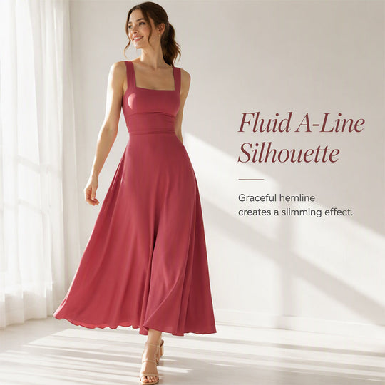 Women's Sleeveless Square Neck Dress with Back Tie
