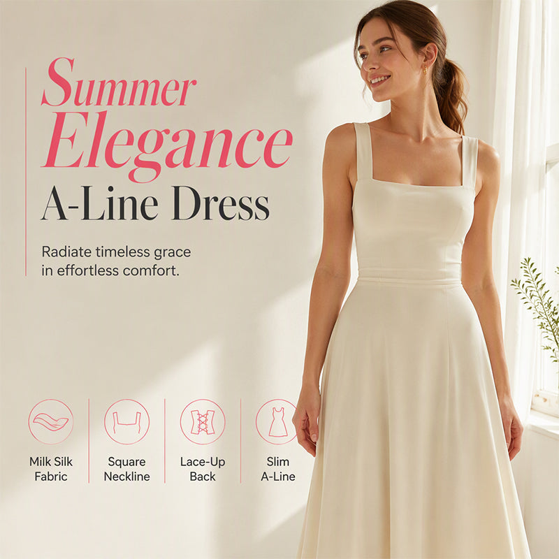 Women's Sleeveless Square Neck Dress with Back Tie