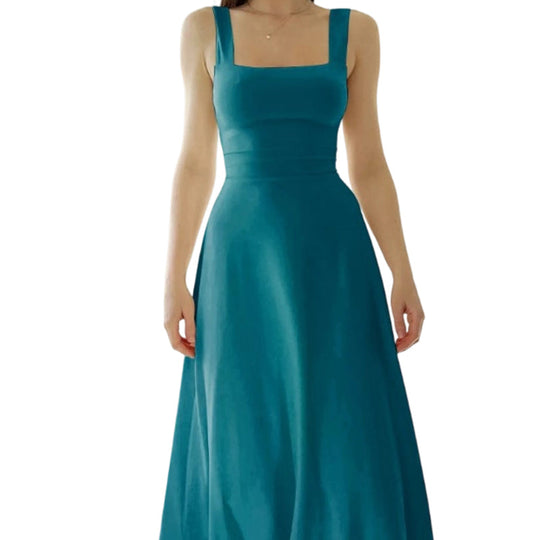 Women's Sleeveless Square Neck Dress with Back Tie