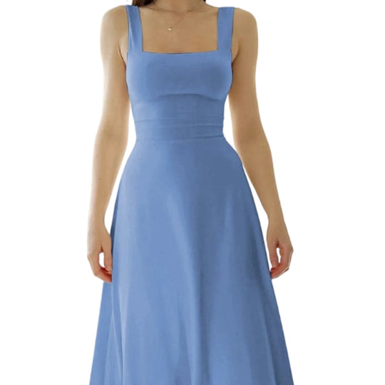 Women's Sleeveless Square Neck Dress with Back Tie