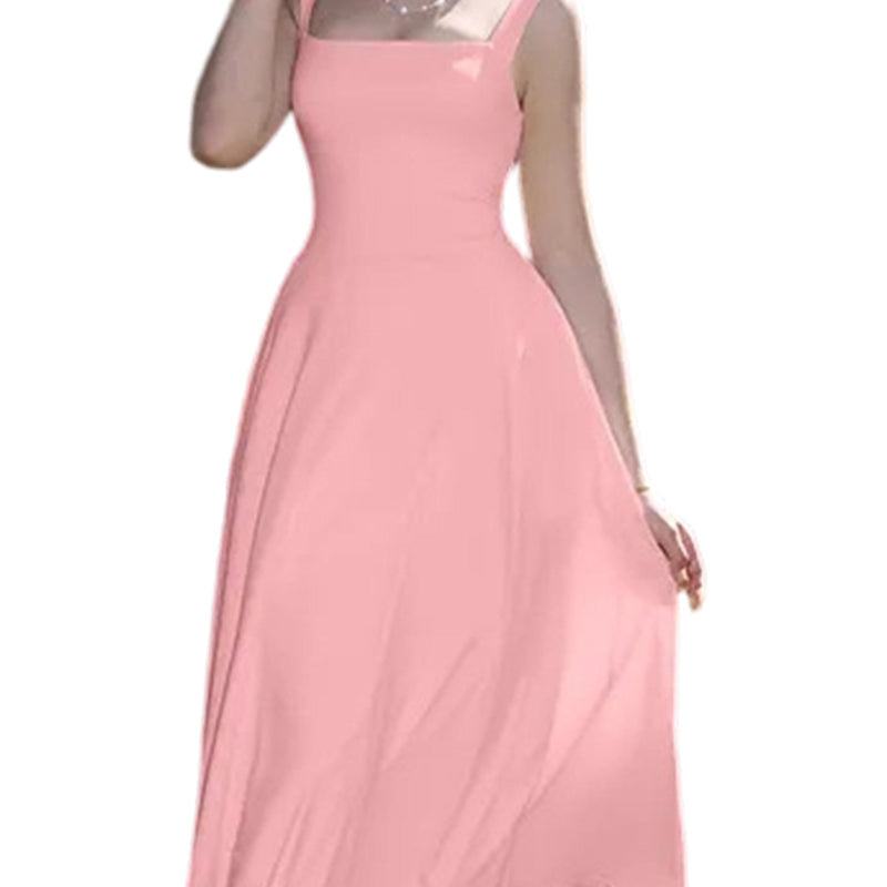Women's Sleeveless Square Neck Dress with Back Tie