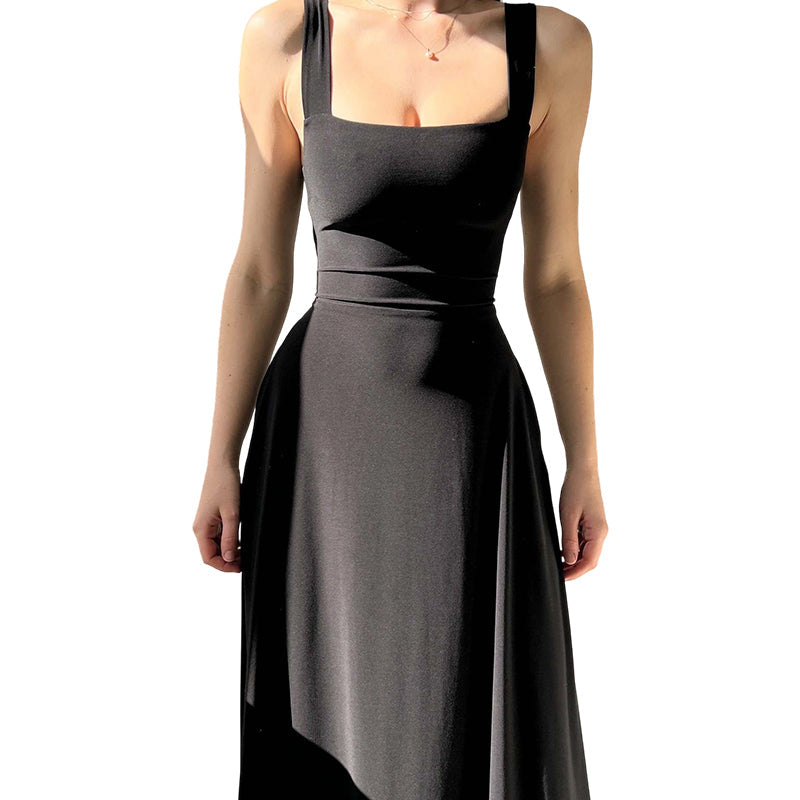 👗 Women's Sleeveless Square Neck Dress with Back Tie