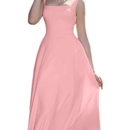👗 Women's Sleeveless Square Neck Dress with Back Tie