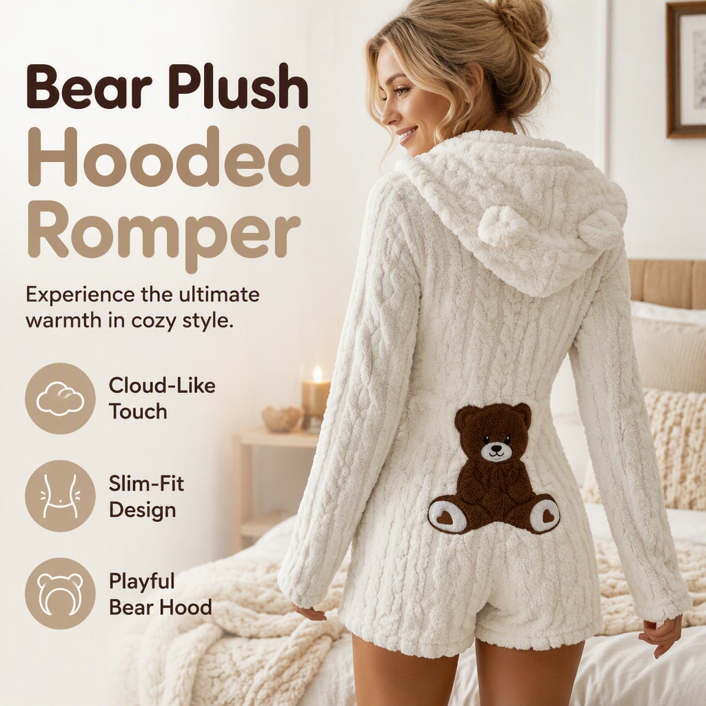 👖 LIMITED-TIME 50% OFF! ✨Women’s Plush Hooded Long Sleeve Romper