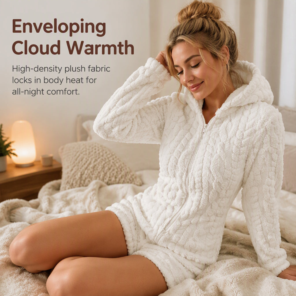 👖 LIMITED-TIME 50% OFF! ✨Women’s Plush Hooded Long Sleeve Romper