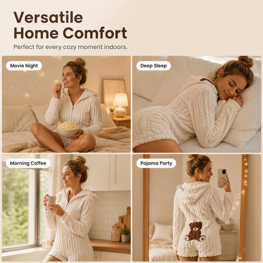 👖 LIMITED-TIME 50% OFF! ✨Women’s Plush Hooded Long Sleeve Romper