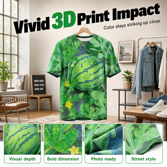 Funny Watermelon Pattern Crewneck T-Shirt