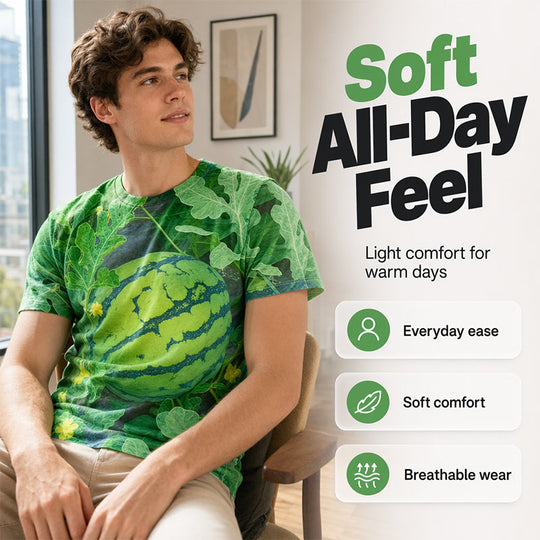 Funny Watermelon Pattern Crewneck T-Shirt