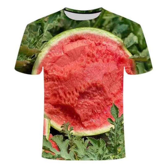 Funny Watermelon Pattern Crewneck T-Shirt