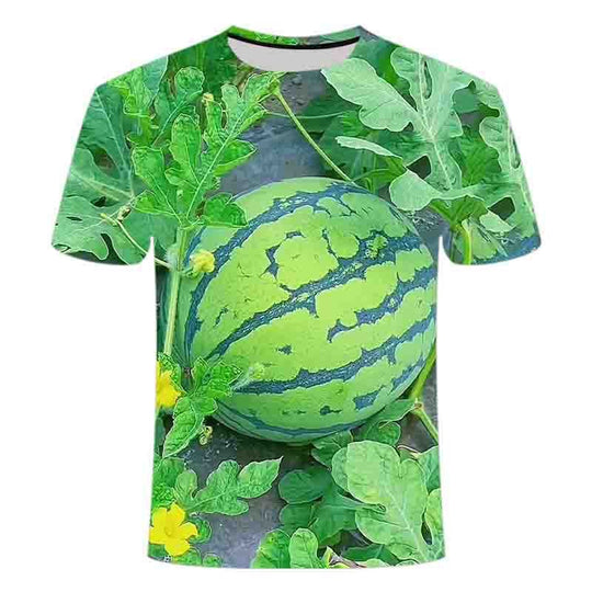 Funny Watermelon Pattern Crewneck T-Shirt