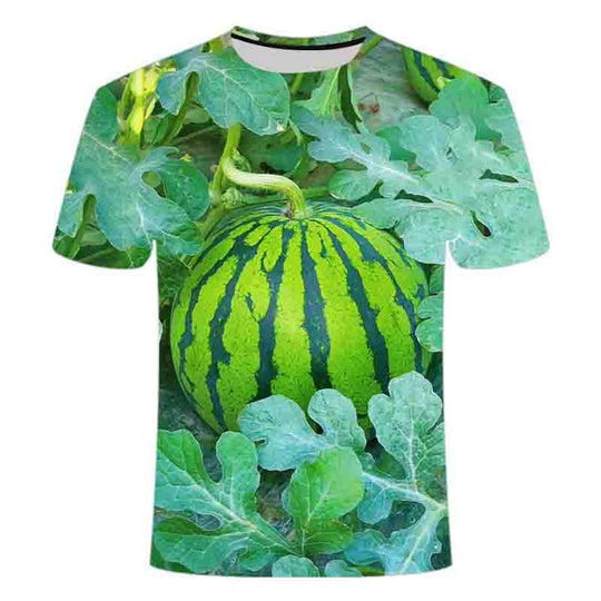 Funny Watermelon Pattern Crewneck T-Shirt