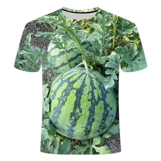 Funny Watermelon Pattern Crewneck T-Shirt