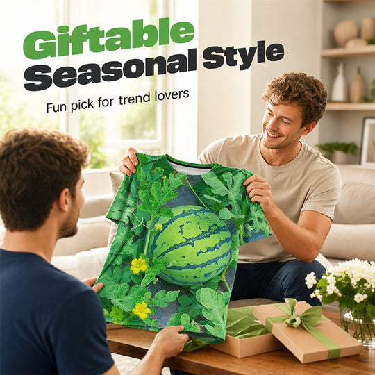 Funny Watermelon Pattern Crewneck T-Shirt