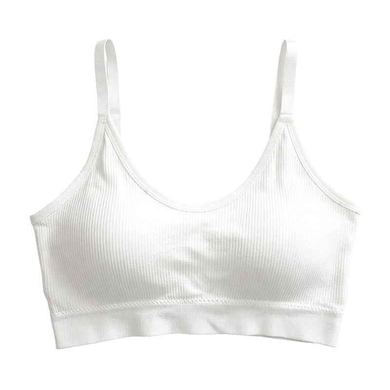 Seamless Ribbed Bralette with Adjustable Straps and Removable Cups