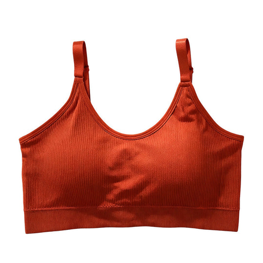 Seamless Ribbed Bralette with Adjustable Straps and Removable Cups