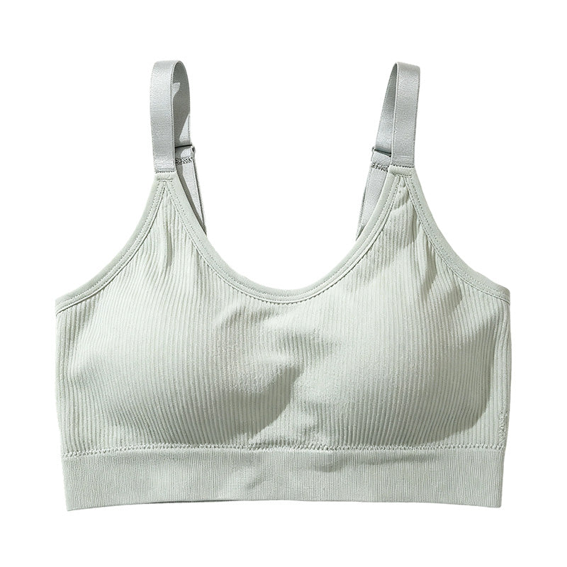 Seamless Ribbed Bralette with Adjustable Straps and Removable Cups