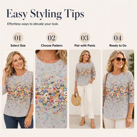 ⌛Limited-Time Offer-Women's Fashion Printed Crew Neck T-Shirt