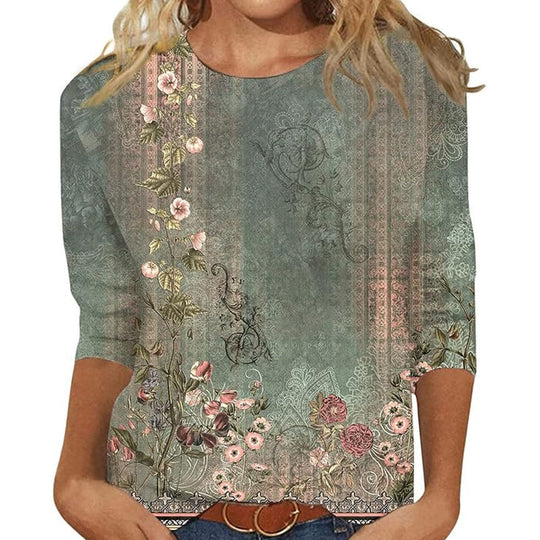⌛Limited-Time Offer-Women's Fashion Printed Crew Neck T-Shirt