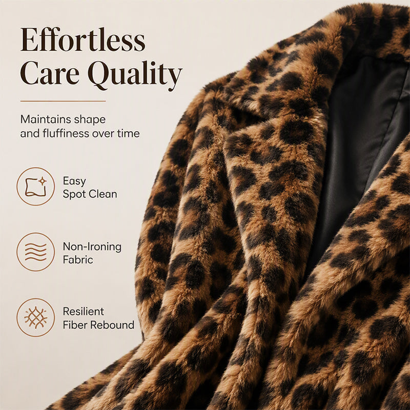 Women’s Stylish Leopard Print Faux Fur Coat