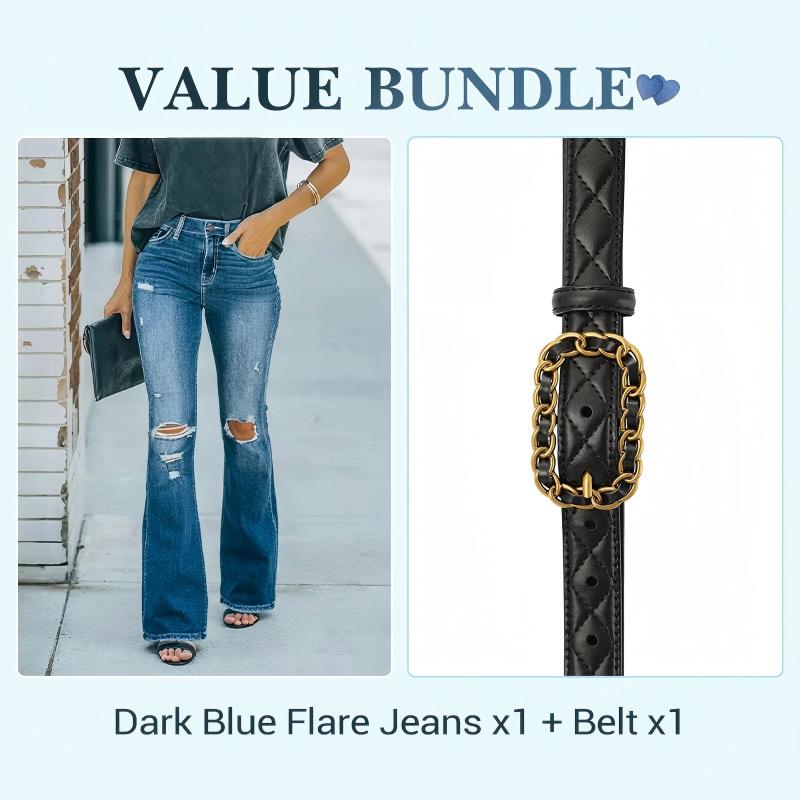 ⌛Limited-Time Offer🛍️Women's High-Waist Distressed Flare Jeans