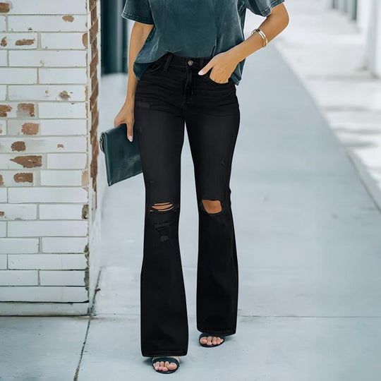 ⌛Limited-Time Offer🛍️Women's High-Waist Distressed Flare Jeans