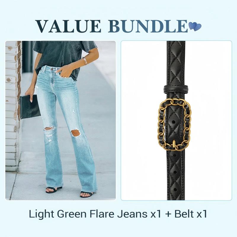 ⌛Limited-Time Offer🛍️Women's High-Waist Distressed Flare Jeans