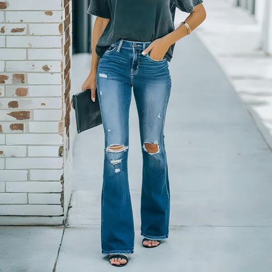 ⌛Limited-Time Offer🛍️Women's High-Waist Distressed Flare Jeans
