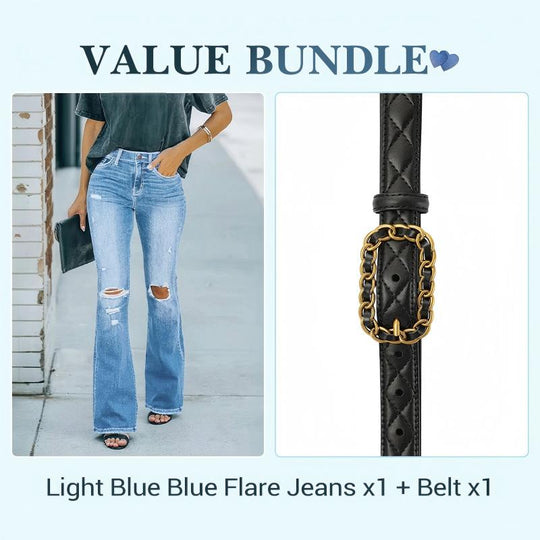 ⌛Limited-Time Offer🛍️Women's High-Waist Distressed Flare Jeans