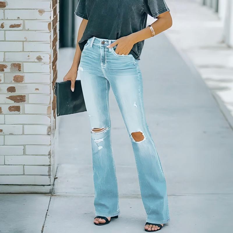 ⌛Limited-Time Offer🛍️Women's High-Waist Distressed Flare Jeans